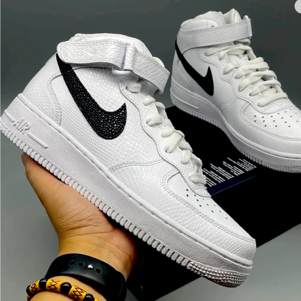 Nike White and Black High-Top Athletic Sneakers